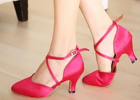 new free shipping red satin closed toe dance shoe ballroom salsa latin tango bachata dancing shoes all size