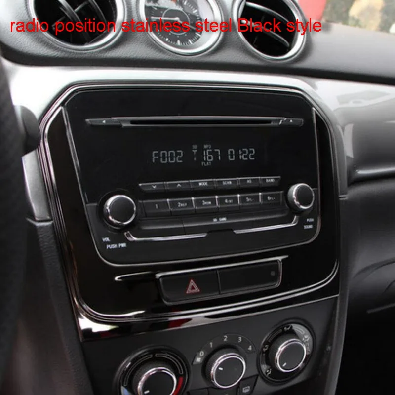 Radio position black Tonlinker наклейки для SUZUKI Vitara-18 автомобильный Стайлинг 1 шт. нержавеющая сталь центральная консоль интерьерные накладки наклейка - Название цвета: Radio position black
