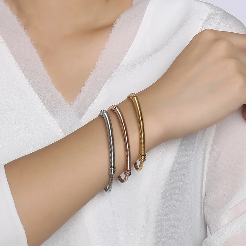 Vnox из нержавеющей стали тройной провод крученый браслет браслеты Набор для