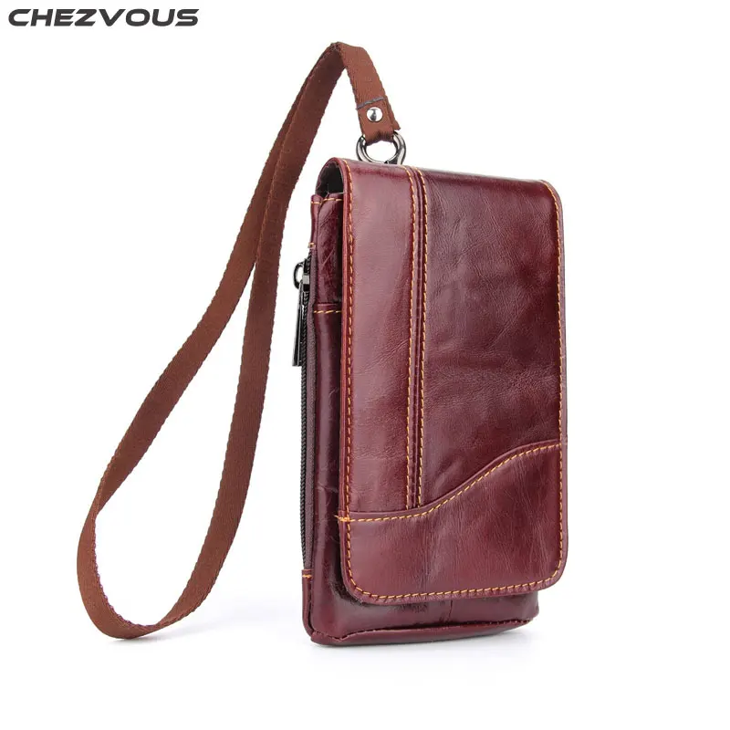 

CHEZVOUS 6.3'' Universal Leather Belt Clip Holster for iPhone 7 8 6 plus 5 X Mobile Phone Fashion Mens Waist Bag for Samsung S8