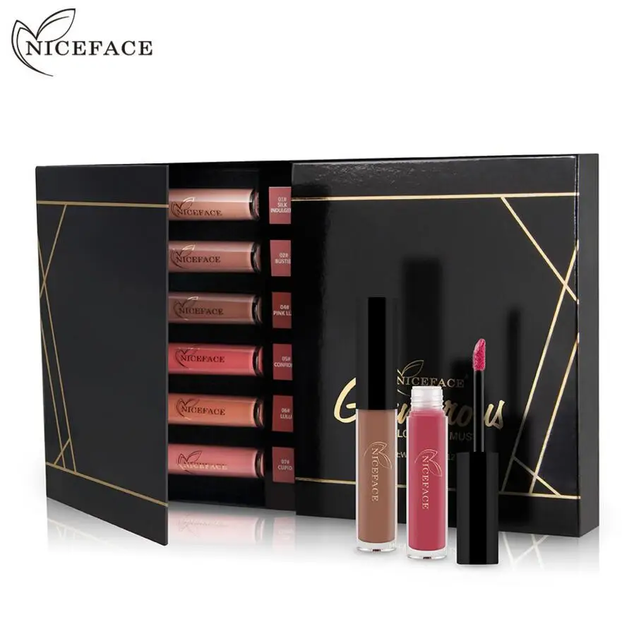 Liquid водостойкая помада NICEFACE 12 оттенков матовая и увлажняющая гладкая