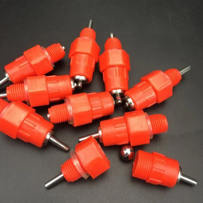 

50pcs/lot Red Nipple Drinker Feeder Water Cups Nipple Chicken Drinkers Waterer 360 Angle Poultry Feeding Water Supplies