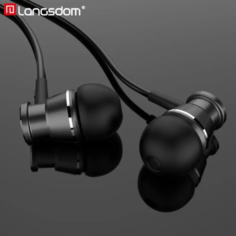 Спортивные наушники Langsdom M300 из сплава с регулировкой громкости басовая