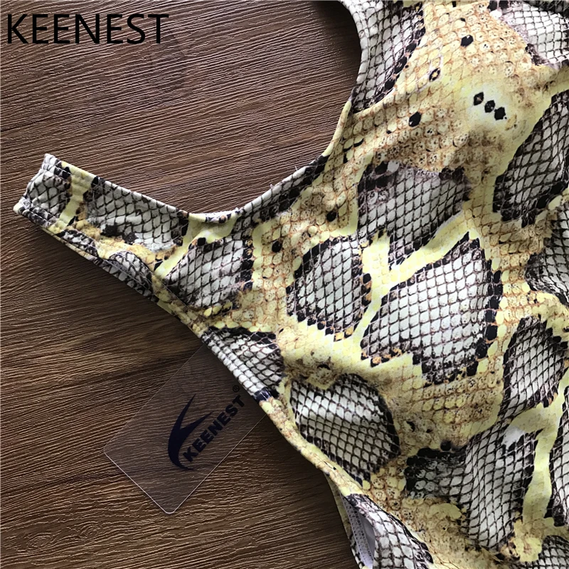 Цельный купальник KEENEST 2018 со змеиным принтом стринги купальники монокини