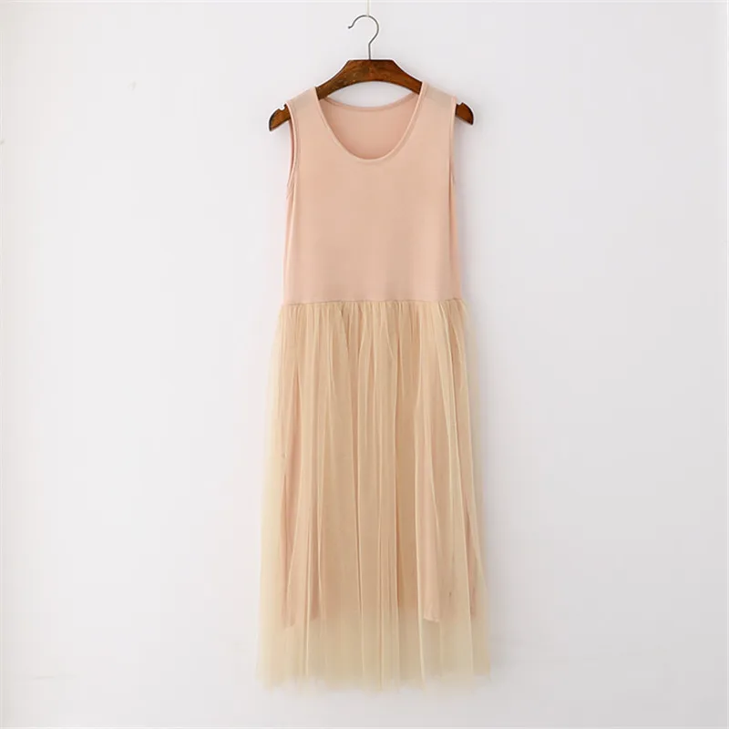 Женское вечернее платье-пачка без рукавов из тюля средней длины | Женская одежда