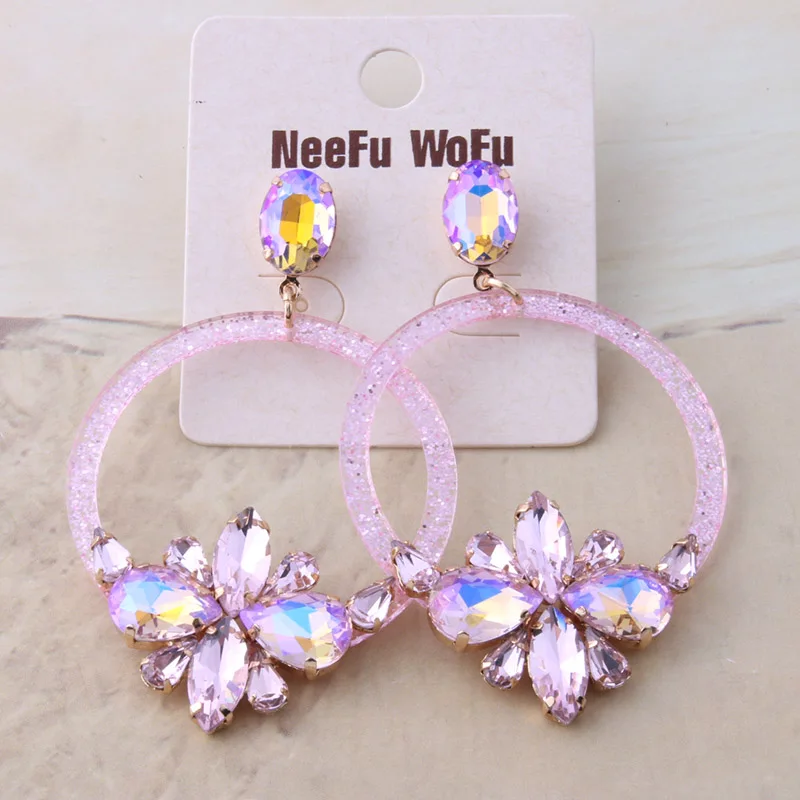 Модные стеклянные серьги NeeFu WoFu брендовые Кристальные большие рождественский