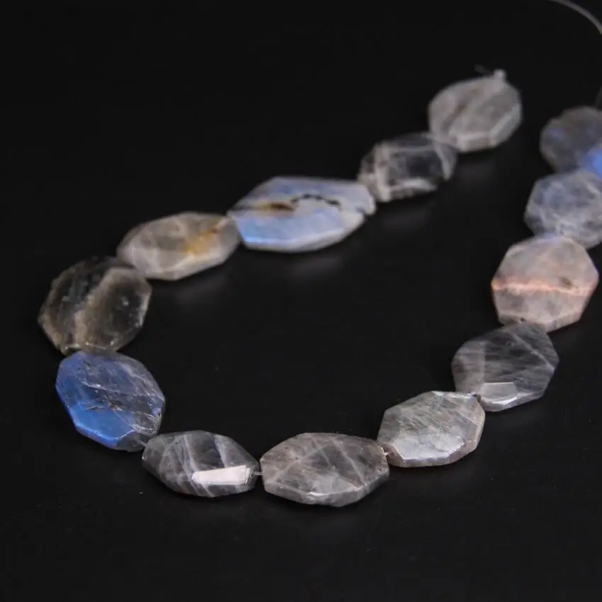 

15.5"/strand Natural Labradorite Faceted Slab Nugget Loose Beads,Cut Labradorite Gems Slice Pendant Beads Jewelry Making