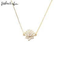 cubic zirconia lotus flower pendant necklace mandala pendant meditation spiritual yoga indian jewelry for women accessories