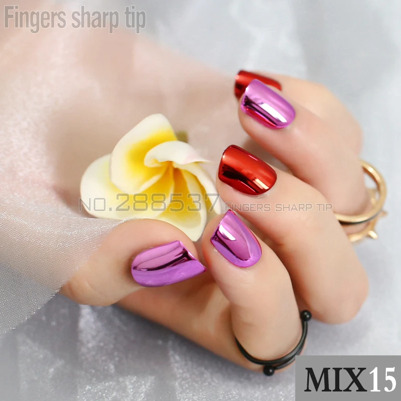 48 шт. зеркальные накладные ногти золотого серебряного красного фиолетового