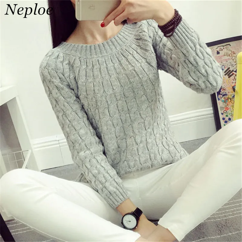 Neploe Solid Knitted Sweet Girl Sweater Casual Losse Women Pullover 2020 Autumn Winter New Fashion O-Neck Sueter Mujer 69074 | Женская