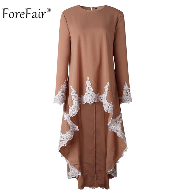 Forefair Женская кружевная блузка с длинным рукавом зима осень повседневные свободные элегантные Лоскутные Длинные топы размера плюс женские топы