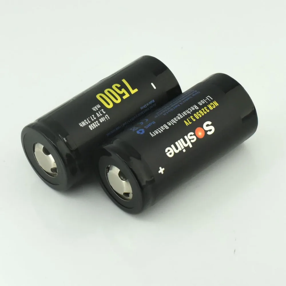 Soshine NCR 32650 7500mAh 27 75wh 3 7 v плоский Топ Литий ионная аккумуляторная