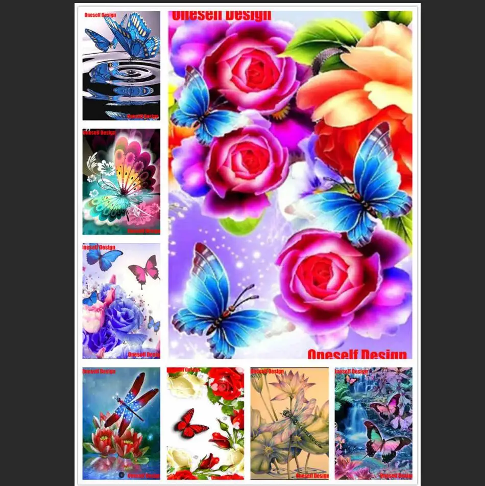 

6D новая Алмазная вышивка полная квадратная Бабочка и цветок 5D алмазная живопись полный набор животных Стразы картины Настенная Наклейка