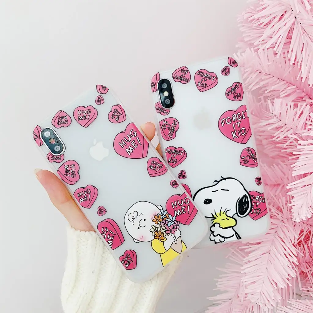 Чехол для iphone X милый мультяшный чехол телефона Snoopy Charlie 6 S 7 8 Plus XR XS Max матовый
