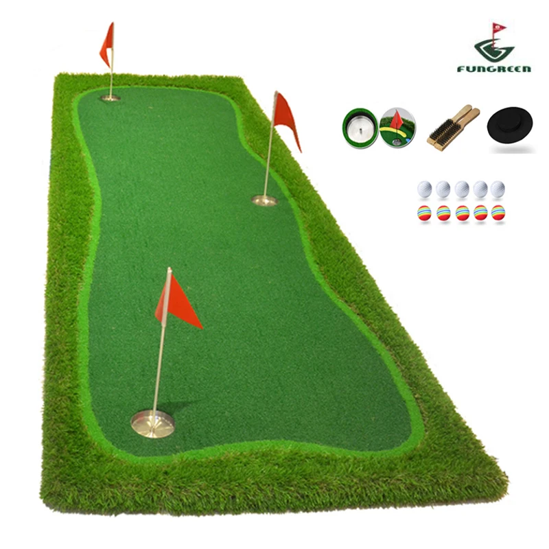 FUNGREEN 3x9 ft Indoor&Outdoor Golf Putting Green Practice Turf Putting Mats Golf Training Green With Free Gift