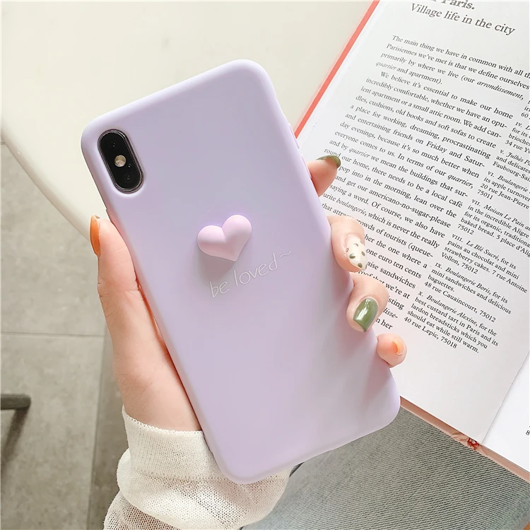 Милый карамельный цвет 3D Love Hearts чехол для телефона для iphone X XR XSMAX чехол Ретро Задняя накладка для iphone 6 7 8 Plus Мягкий ТПУ чехол - Цвет: Синий