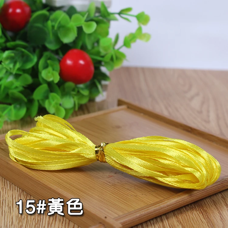 yellow 10 м/лот) 1/" 3 мм разные цвета атласные ленты для упаковки одежды DIY отделка ленточка Аксессуары Подарочные рождественские ленты - Цвет: yellow