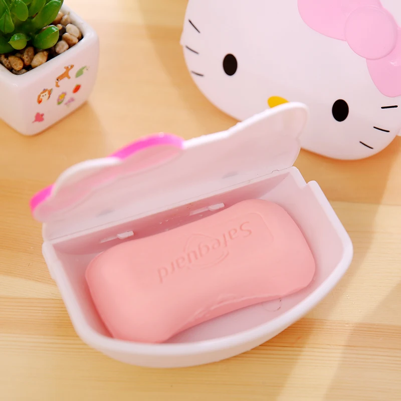 Милый рисунок hello kitty очки стент Девушка Дети ванная комната крышка мыло блюдо