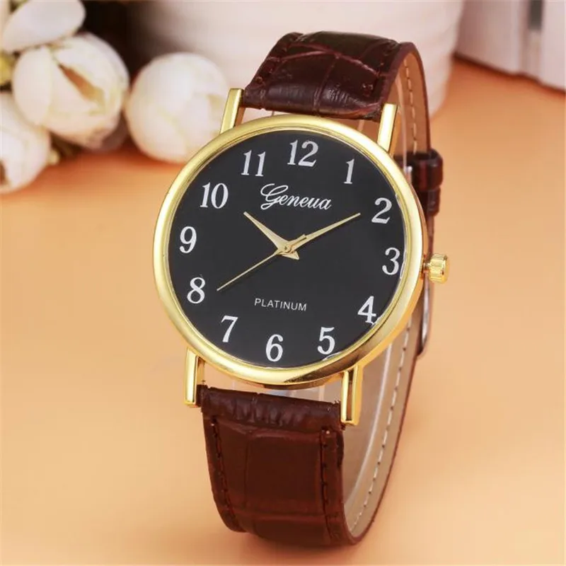 New Arrive Luxury Woman Mens watch Retro Design PU Leather Band Analog Alloy Quartz Wrist Watch Relogio Masculino 2016 hot | Наручные