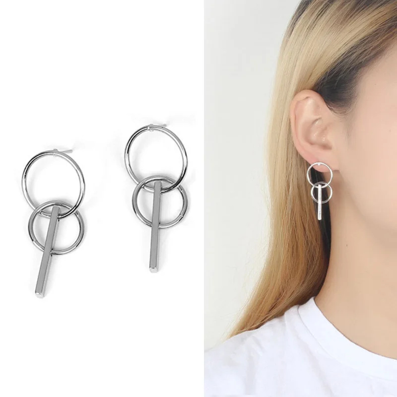 Simple Double Round Drop Earrings for Women Fashion Geometric Jewelry 2019 New Korean Metal Vintage Accessories RY78 | Украшения и