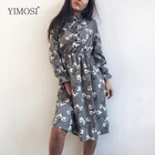 Осенне-зимние женские вельветовые платья, повседневное праздничное платье с длинным рукавом и цветочным принтом, 2022 женское платье с высокой эластичной талией, платья