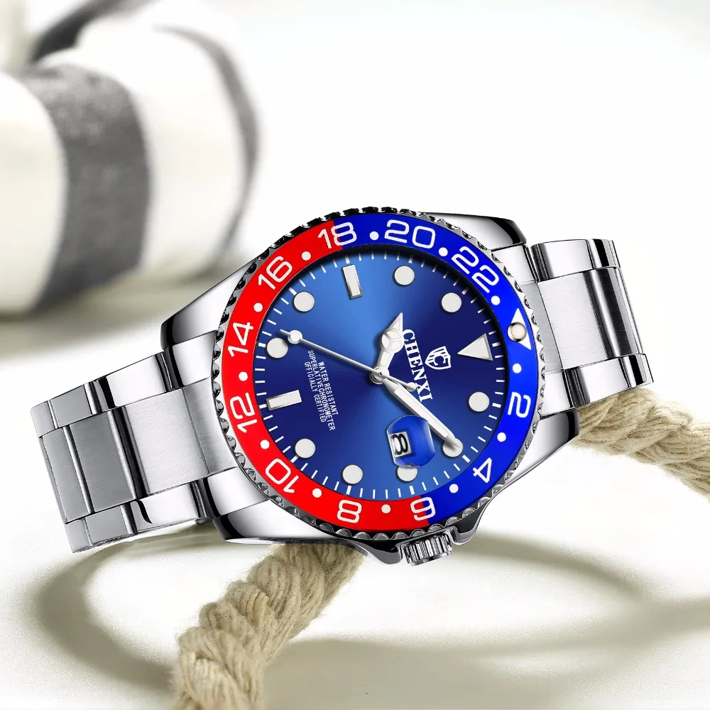 CHENXI Men Fashion Personality Twin color Dial Watches Mens Luxury Brand Quartz Wristwatches Date Waterproof relogio masculino | Наручные