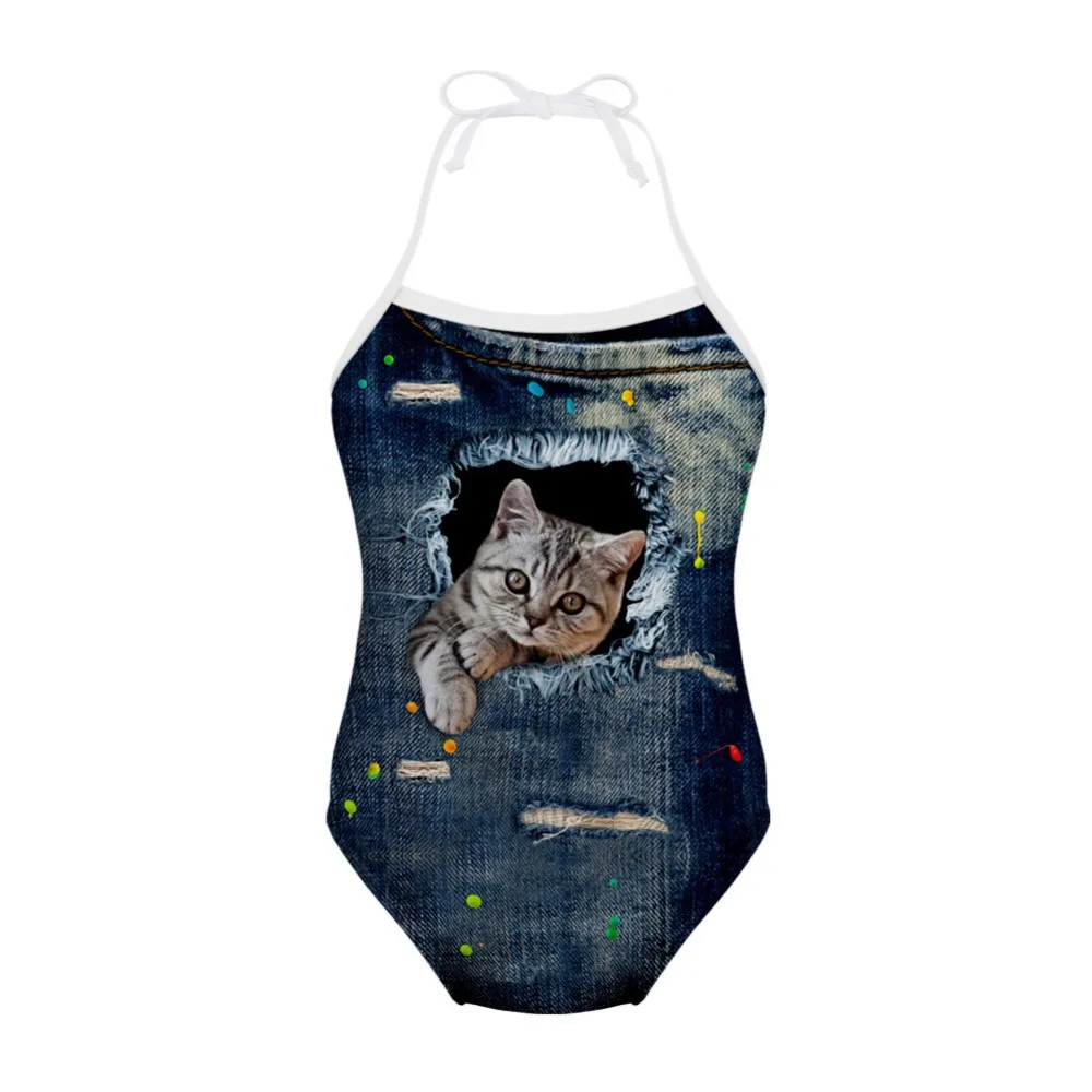 Купальники купальный костюм для маленьких девочек 2019 милый кот хомяк Одна деталь