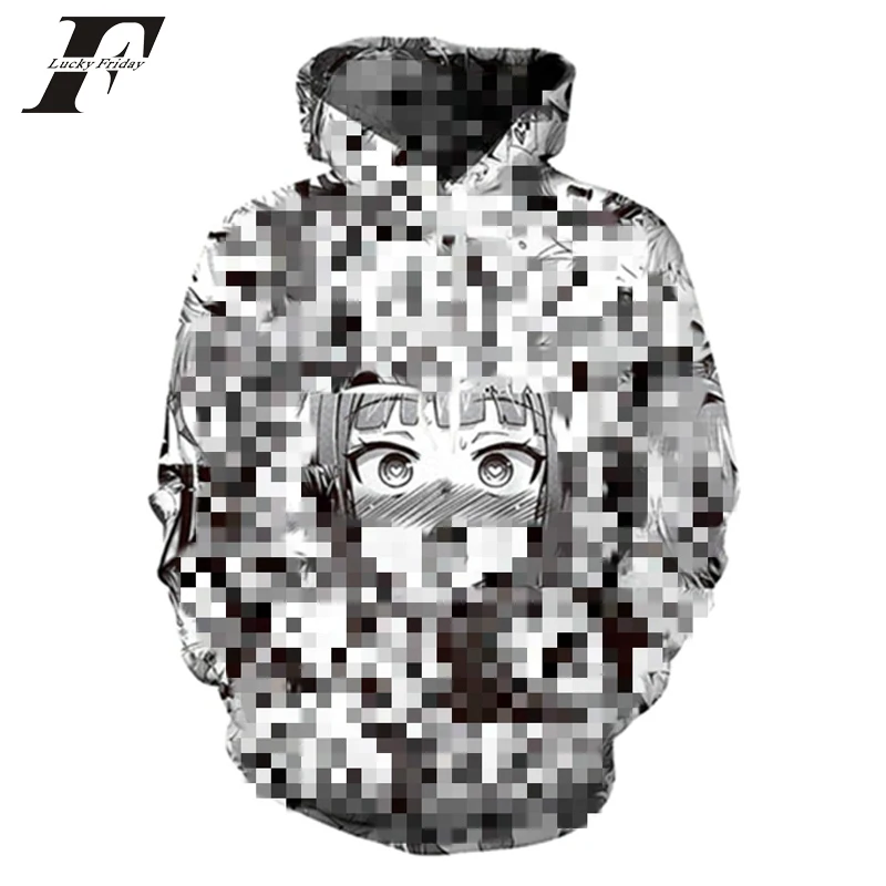 Толстовка Ahegao с 3D рисунком свитшот капюшоном для мужчин и женщин изображением