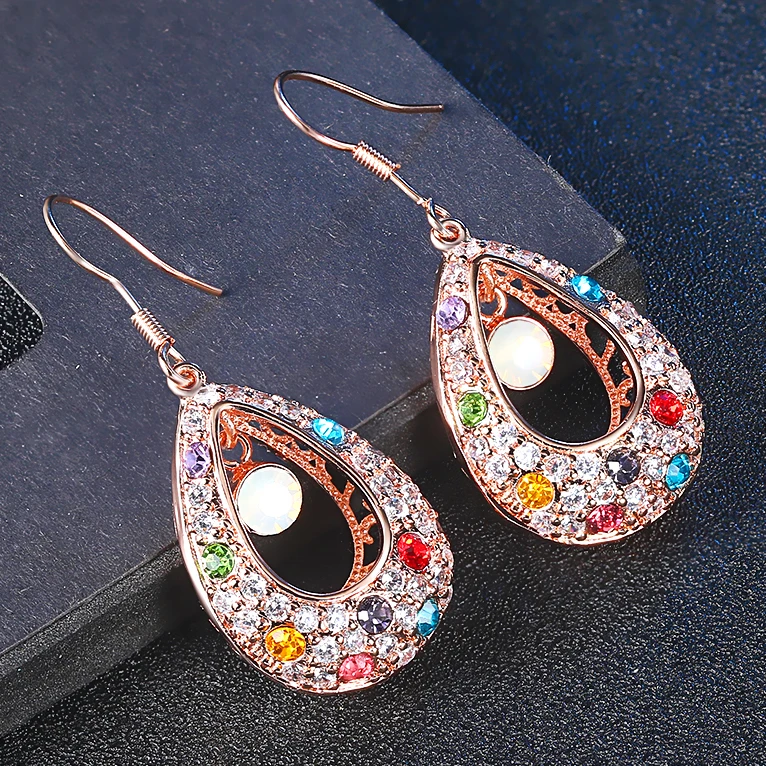 Женские серьги в этническом стиле с разноцветным павлиньим крючком роскошные