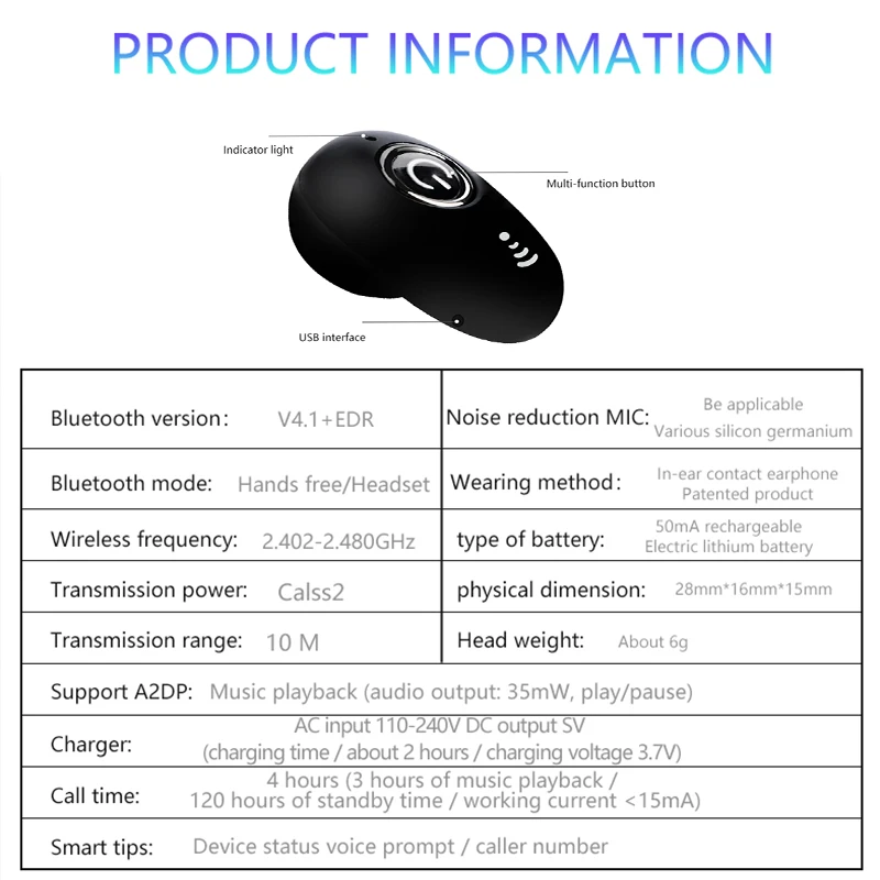 Беспроводная мини гарнитура bluetooth наушники для телефона Q1 Q26 K8 моно небольшой