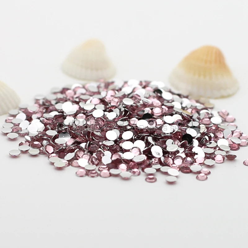 Искусственные кристаллы светло розовые Стразы для ногтей 1000 шт. с плоской задней