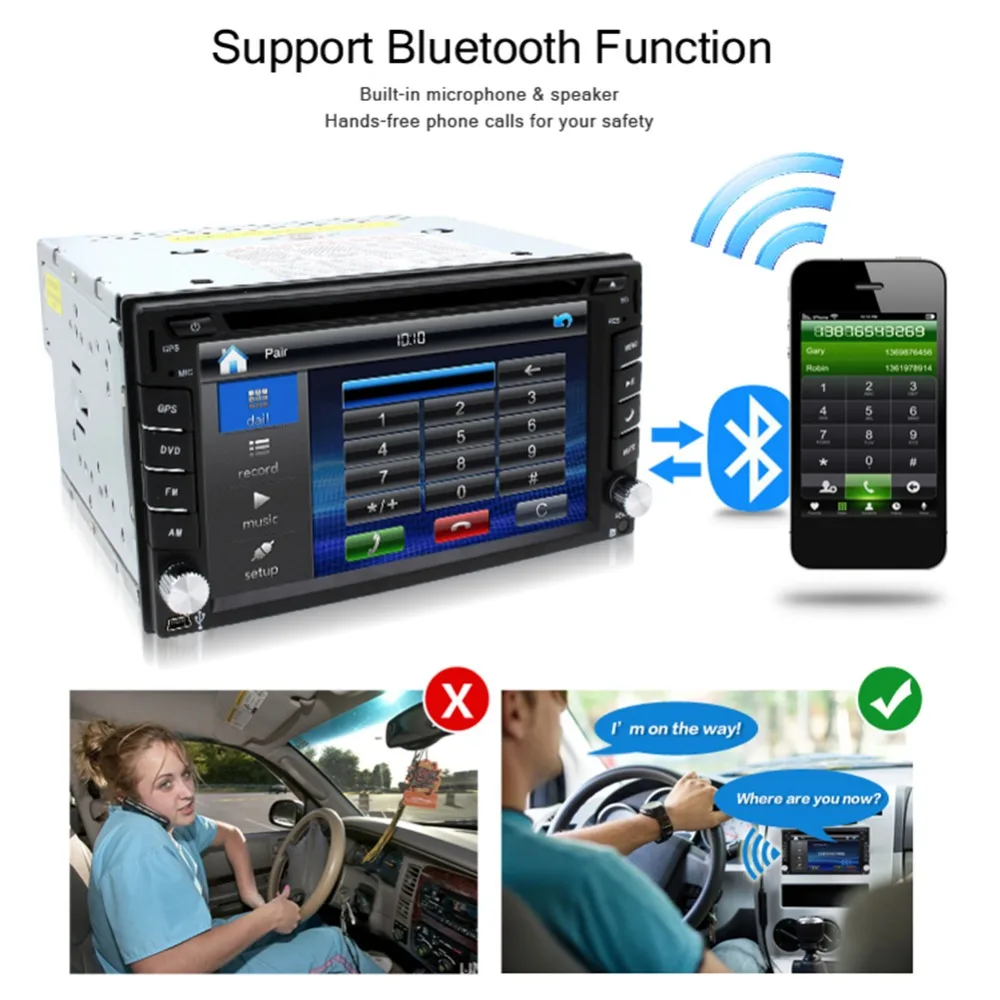 BOSION Car Radio with In-Dash GPS Navigation For Universal Backup Camera 6.2' Double Din Stereo DVD Player | Автомобили и