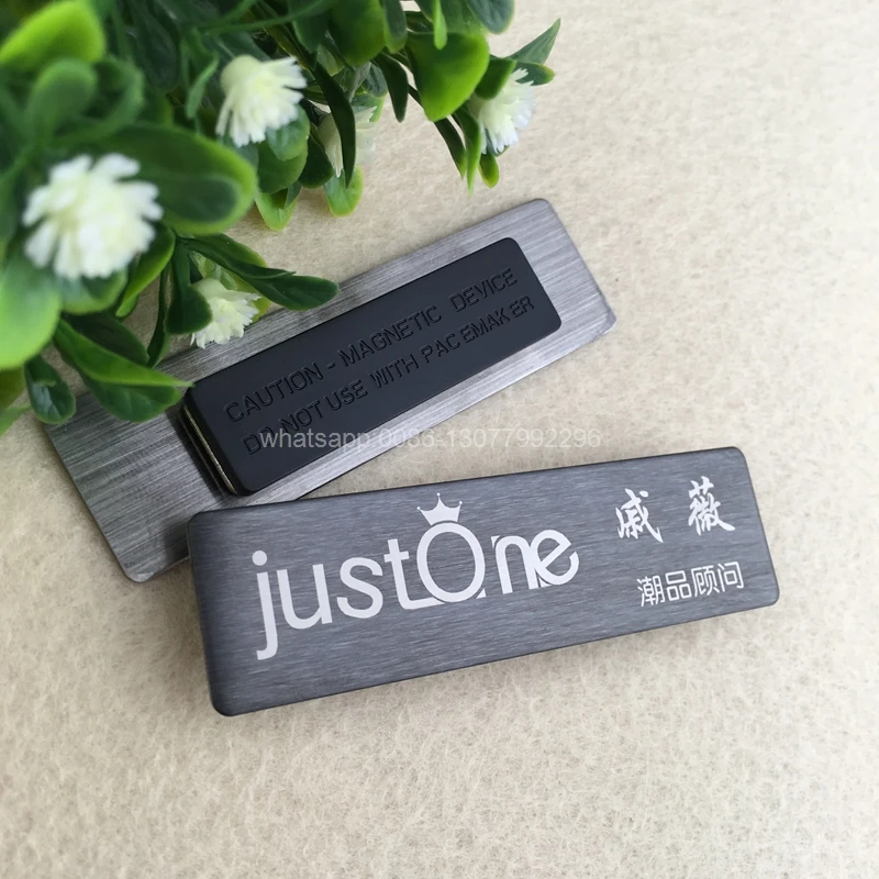 80 шт./лот неодимовый магнит бейдж с именем персональный сотрудник Лазерная