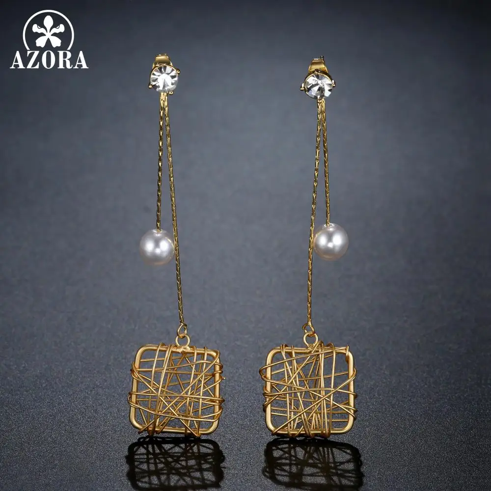 AZORA Luxury Pear Cut Red Cubic Zirconia Big Long Gourd Drop Earrings for Women Wedding Engagement Fashion Jewelry Gift TE0393-1 | Украшения