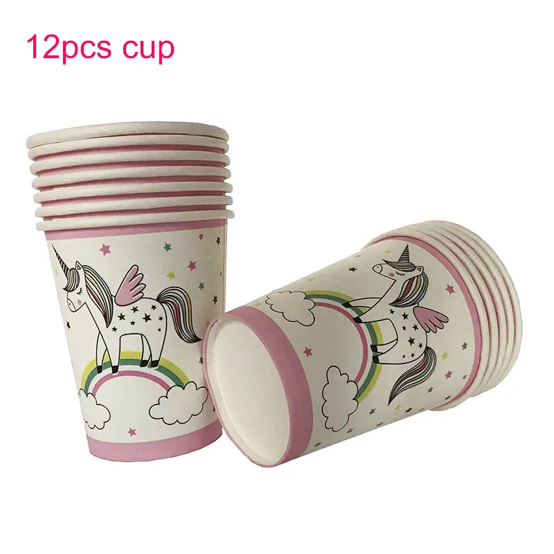 D unicorn cup Единорог вечерние Unicornio счастливый плакат "с днем рождения" шары для детей украшение для именинного торта дети партии украшения сувениры Поставки - Цвет: D unicorn cup