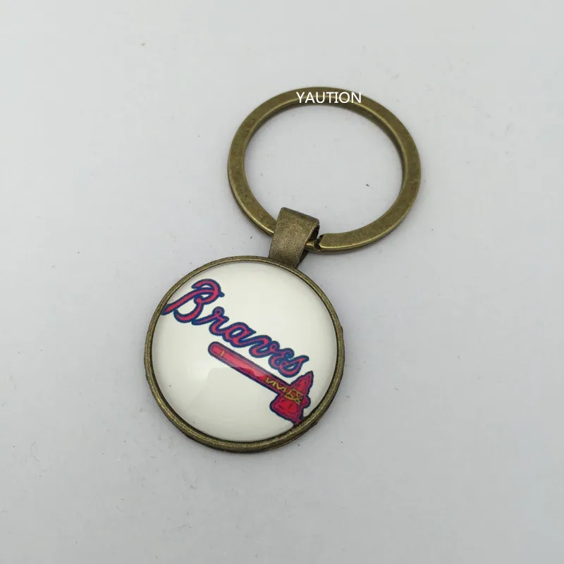 1 Шт. Бейсбол Атланта Бравс/Стекло Античная Бронза Позолоченный брелок Мужчина