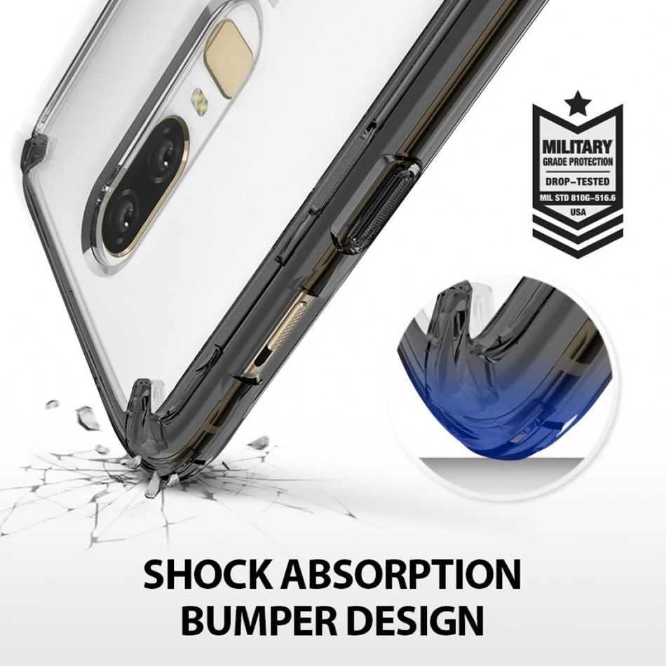 Original Ringke Fusion Clear PC Back Flexible TPU Edge Shock Absorption Drop Resistance Case For OnePlus 6 |