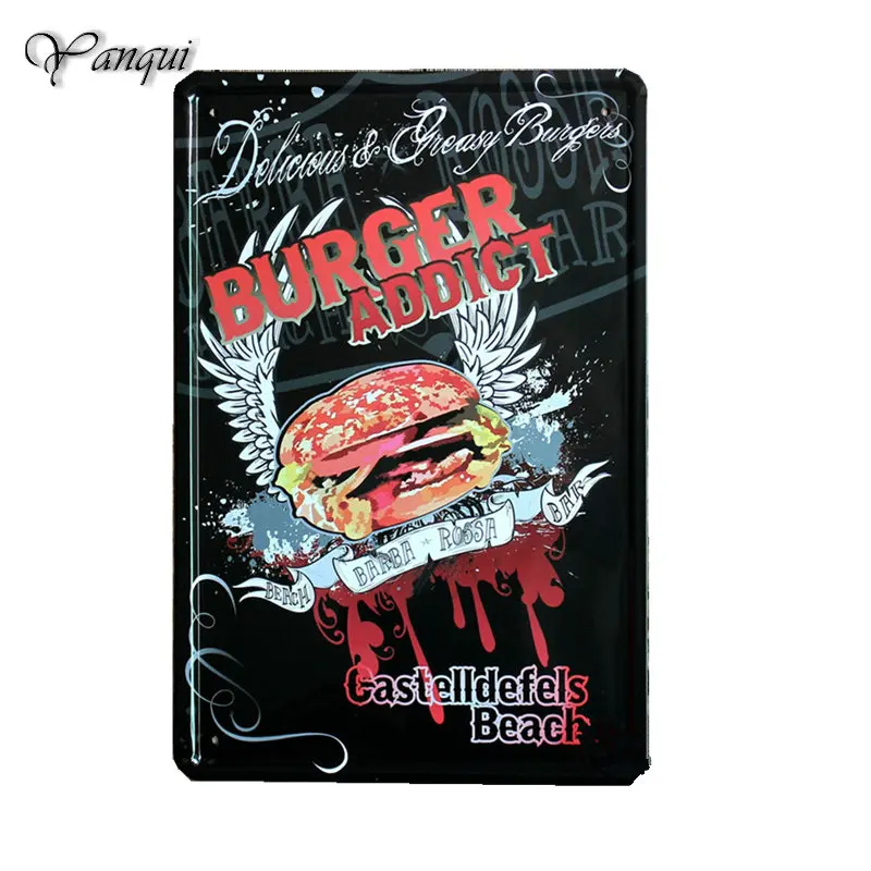 Вкусные Burger Addict металлические жестяные вывески для бара кафе клуб винтажный