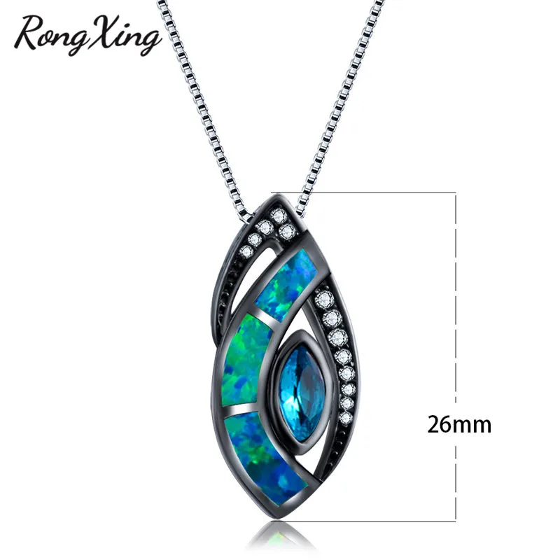 Подвеска RongXing с белым/синим огненным опалом и конским глазом ожерелья для женщин