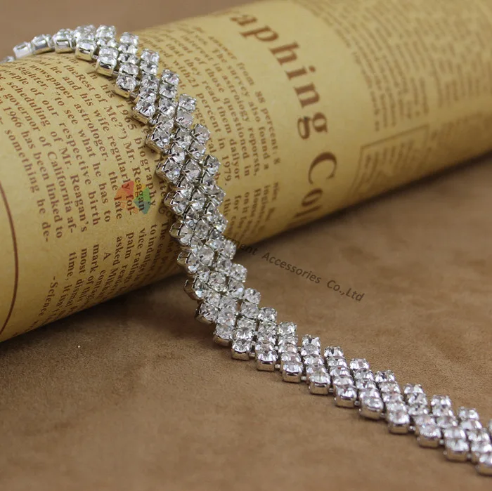 1Yard 15mm Sparkly Close set Czech clear crystal rhinestone chain Diamante Trim in Silver For DIY Browbands Wedding dress Making | Дом и сад