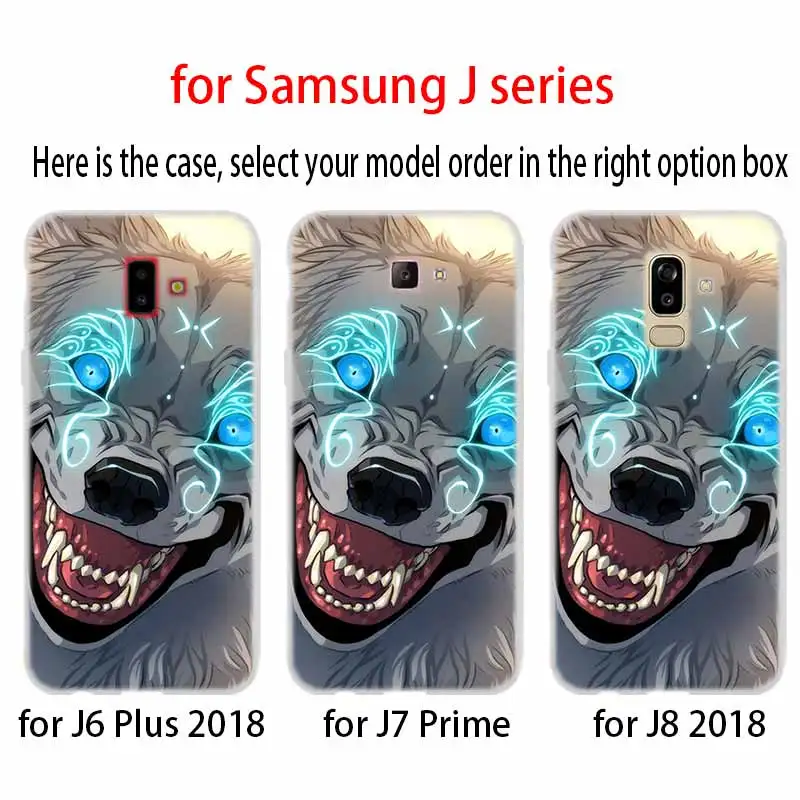 Phone case Soft Cover Coque For Samsung Galaxy J6 J8 J3 J5 J7 J4 Plus 2018 2016 2017 EU Prime Pro Ace j610 angry snow wolf | Мобильные