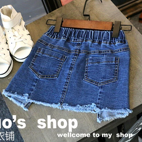 Мода модель Cherry denim девушки юбки лето 2017 детей tassle джинсы pettiskirt для тюль юбка юп