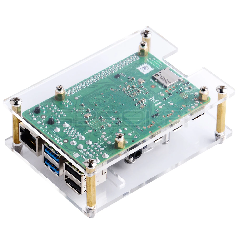 Прозрачный/темно-коричневый акриловый чехол GeeekPi для Raspberry Pi 4 Модель B, чехол с охлаждающим вентилятором для платы Raspberry Pi 4B/3B+/3B/2B