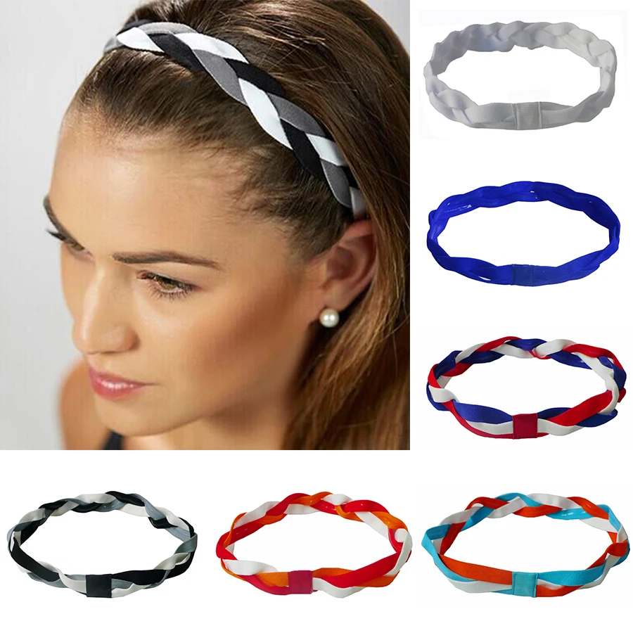 Мягкие беговые спортивные плетеные повязки на голову силиконовые нескользящие