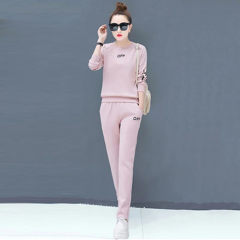 Для женщин комплект из 2 частей костюмы топ и брюки плюс Размеры розовый черный