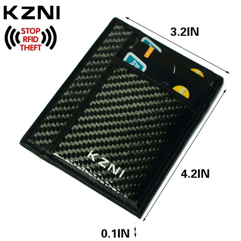KZNI Rfid блокирующий карбоновый женский кошелек из натуральной кожи с отделением