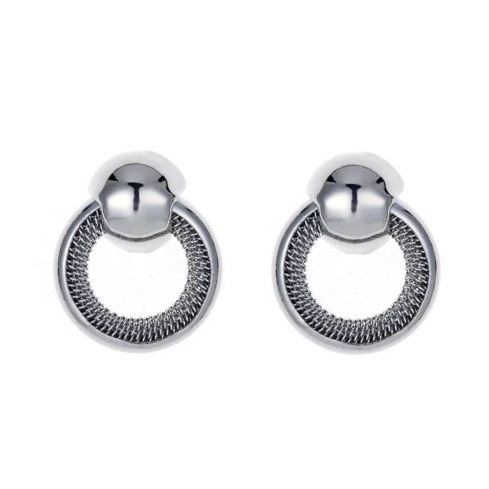 Simple Korean Silver Gold Earrings Geometric Round Circle Gear Big Bead Drop Statement For Women Punk Kpop Jewelry 2018 | Украшения и