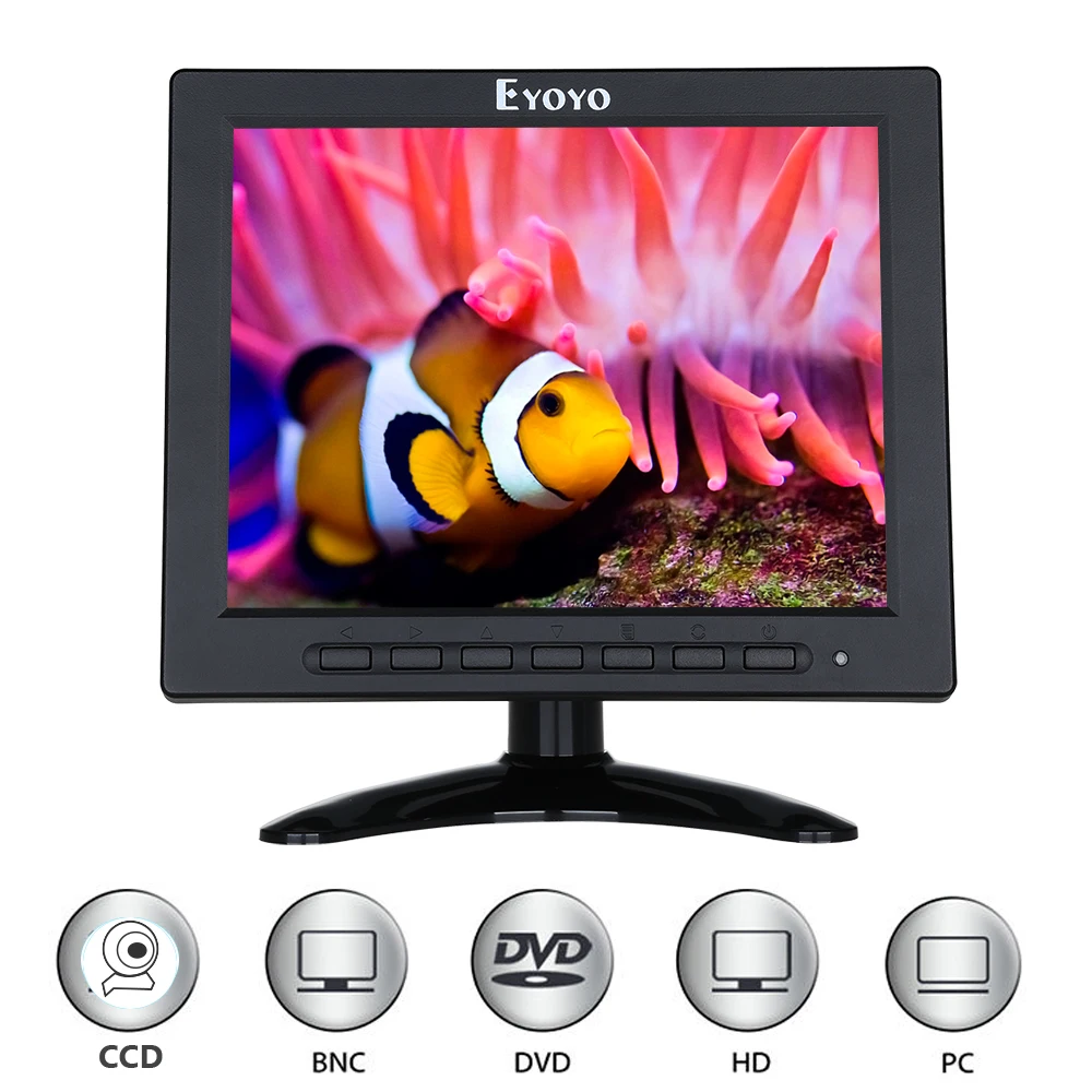 Eyoyo EM08A 8 &quotдюймов 1024x768 ЖК дисплей 4:3 цвет мониторы поддержка 1080 P HDMI экран ввода