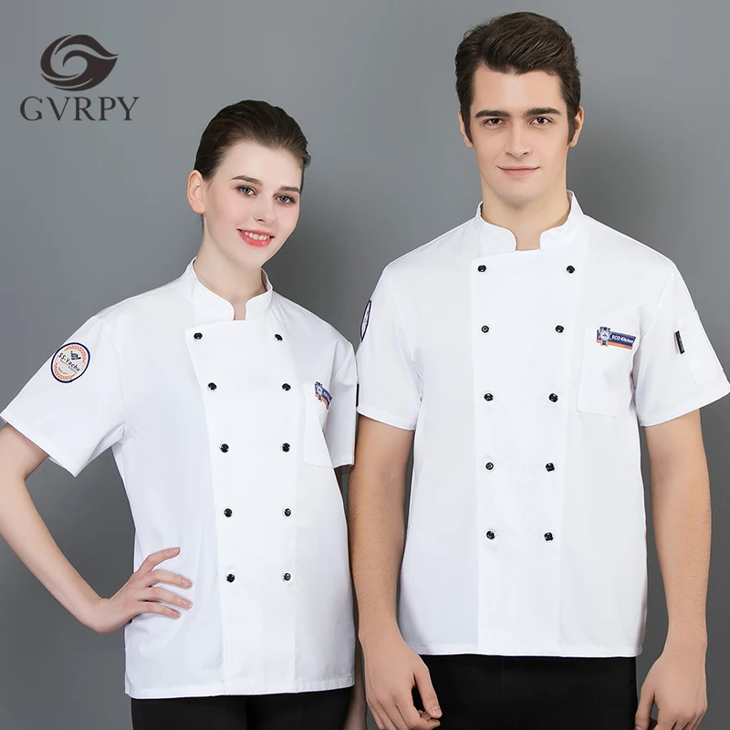 Высококачественная Мужская и Женская куртка шеф повара с коротким рукавом для