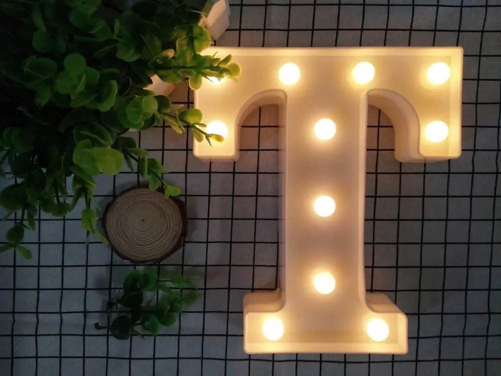 T Настольный светильник 3D светодиодный ночник Настенный светильник A-Z буквенным символом алфавита украшение в помещении Рождественский знак шатра романтический дисплей - Цвет абажура: T